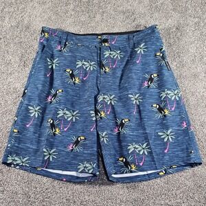 Body Glove Board Shorts Mens 36 Blue Tropical Toucan Palm Tree Stretch